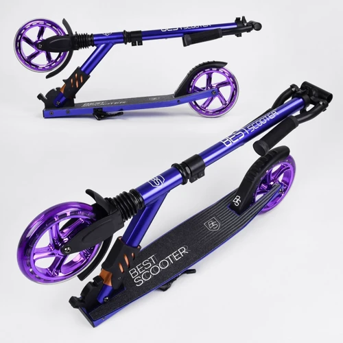 Самокат алюмінієвий Best Scooter колеса PU, 1 амортизатор передній, анодирувана фарбування Purple (99634): Тип коліс литі