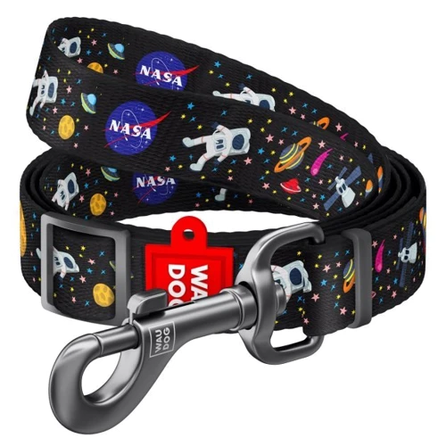 Повідець для собак нейлоновий WAUDOG Nylon малюнок NASA регульований Ш 15 мм Дл 152-183 см (5351)