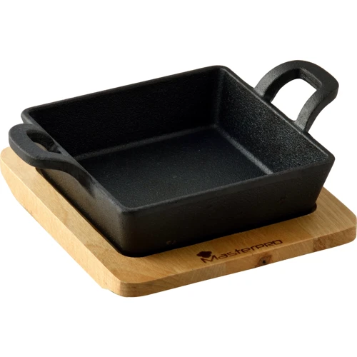 Чугунная миниформа с сервировочной доской MasterPro Cook & share 13.6 см квадратная (BGMP-3805-4)
