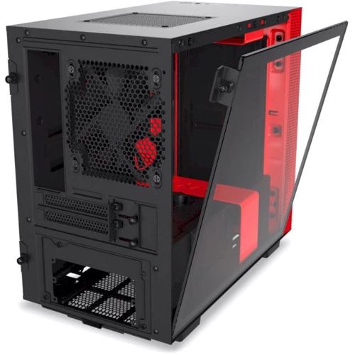 Корпус NZXT H210 Matte Black/Red (CA-H210B-BR): Материал передней панели пластик