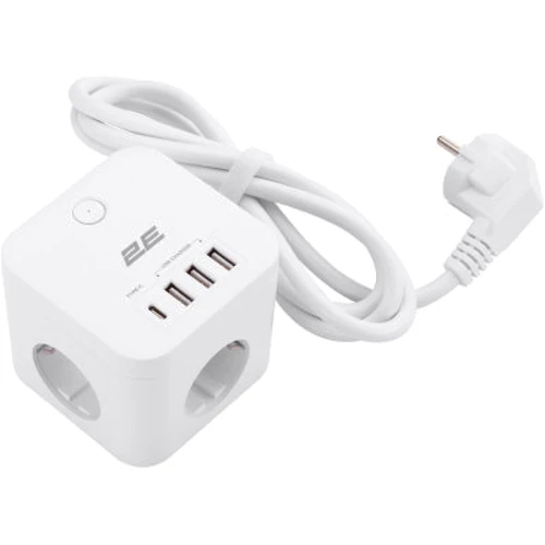 Мережевий фільтр 2E 3*USB-A, 1*USB-C, 1.5м, white (2E-ADC331WH)