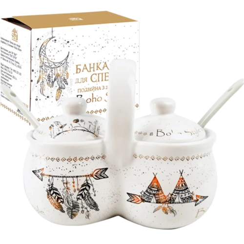 Набір для спецій S&T "Boho style" подвійна з 2 ложками 15х85х12.5 см 2х200 мл (6023-20): Тип Банку для спецій