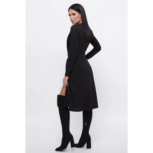 Платье FashionUp PL-1795A 44 черное повседневное удлиненное миди: Состав Вискоза, Полиэстер, Эластан