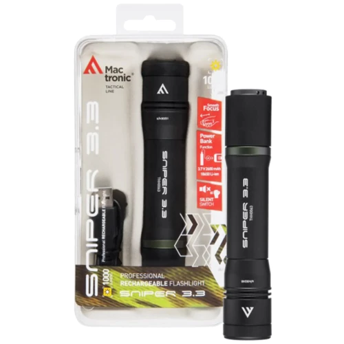 Ліхтар туристичний Mactronic Sniper 3.3 (1000 Lm) Focus Powerbank USB Rechargeable (THH0063) (DAS301749): Тип Тактический
