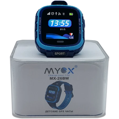 Смарт-часы Детские водонепроницаемые GPS часы MYOX МХ-26BW Sport синие (камера): Емкость батареи, мАч 500