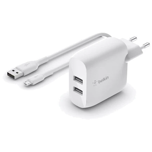 Зарядное устройство Belkin Wall Charger Home 2xUSB 24W with microUSB Cable White (WCE001VF1MWH)