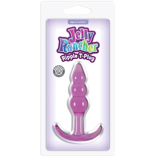 Анальная пробка Jelly Rancher T-plug Ripple, 7,6х3,2 см, фиолетовый