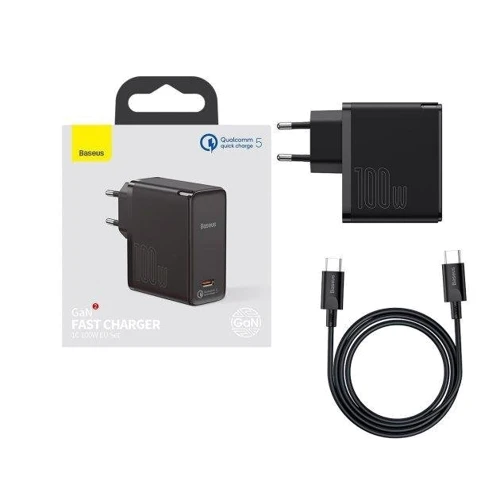 Зарядное устройство Baseus USB-C Wall Charger GaN2 100W Black with USB-C Cable (TZCCGAN-L01) фото 7