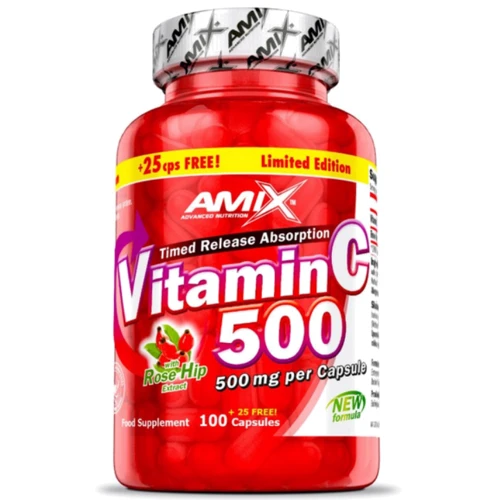 Amix C-Vitamin + Rose Hips 500 mg 125 caps / 125 servings