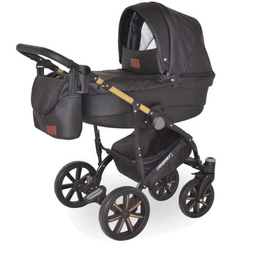 Универсальная коляска 2в1 Donatan Comfort Черная экокожа