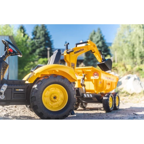 Детский трактор на педалях с прицепом, передним и задним ковшами Falk Komatsu желтый (2086W) фото 4