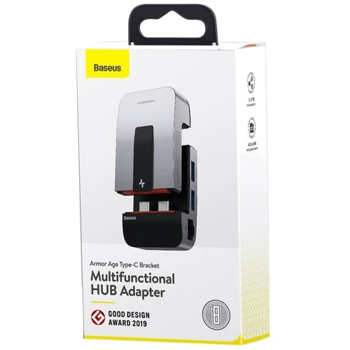 Адаптер Baseus Adapter Dual USB-C to 2хUSB + RJ45 + HDMI + 3.5mm Space Gray (CAHUB-AJ0G) фото 7