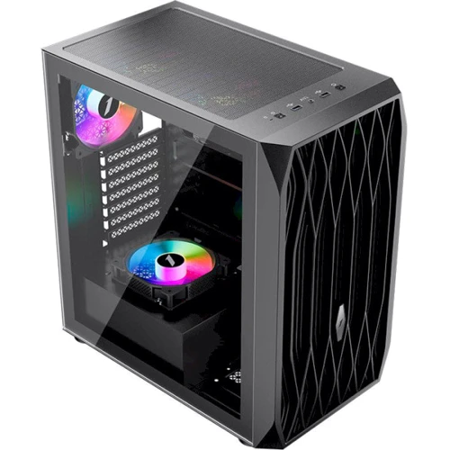 Корпус 1stPlayer AY7-4F1 Black: Материал передней панели пластик и металл