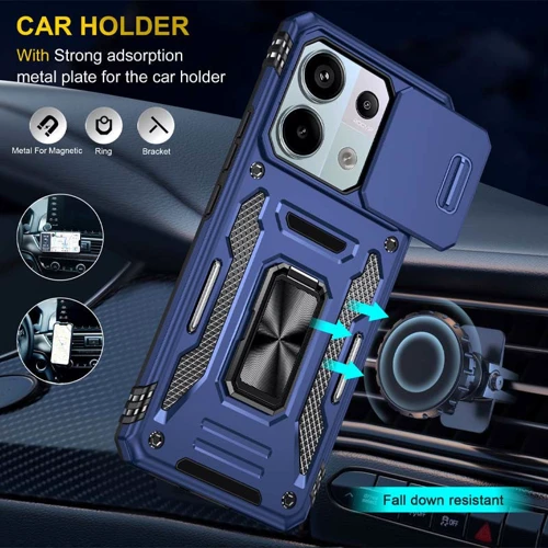 Чехол для телефонов Mobile Case Camshield Army Ring Navy for Xiaomi Poco X6 / Note 13 Pro 5G: Материал TPU (термополиуретан) и поликарбонат