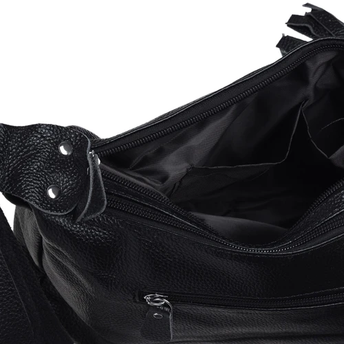Женская сумка через плечо Keizer черная (K1818-black): Материал Натуральная кожа