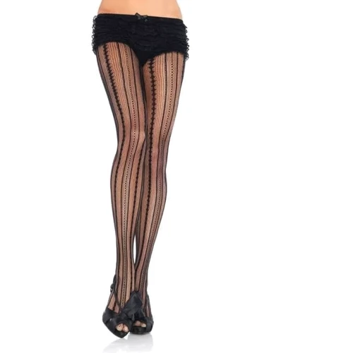 Ажурные колготки с полосами Leg Avenue LEG9649 (черные)