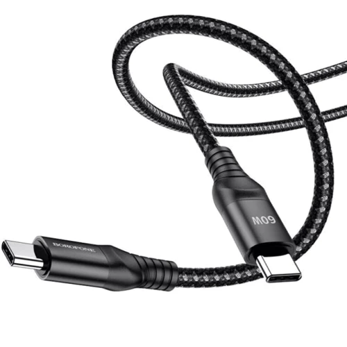 Кабель Borofone USB-C to USB-C 60W 1.5m Black (BX56): Тип USB-C - USB-C