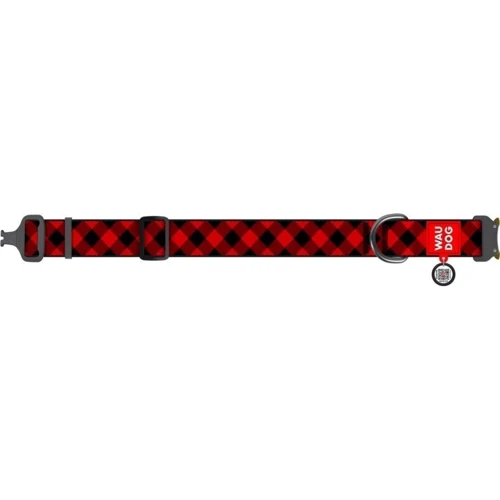 Ошейник для собак WAUDOG Nylon с QR паспортом Шотландка красная, XXL (4535-0100): Цвет красный