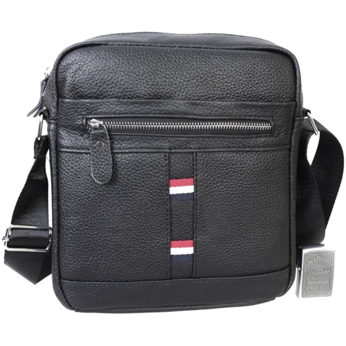 Мужская сумка планшет Borsa Leather черная (10m8215-black)