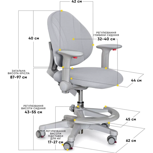 Детское кресло Evo-kids Mio-G (арт.Y-407 G): Глубина, см 31-38