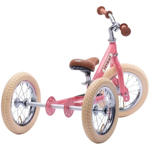 Комплект трехколесный беговел Trybike розовый (TBS-2-PNK-VIN+TBS-100-TKV): Колеса надувные