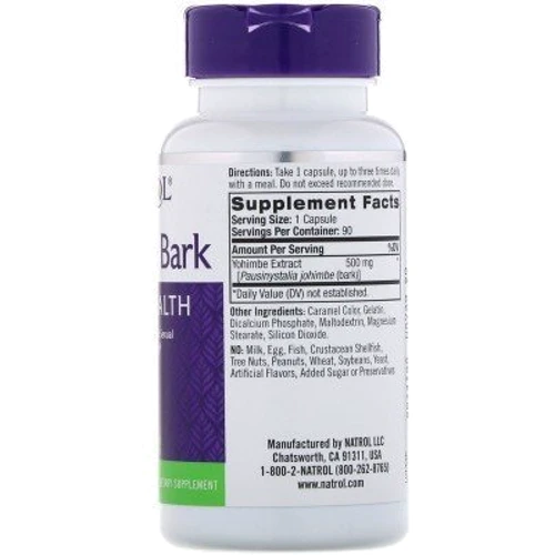 Natrol Yohimbe Bark 500 mg 90 Caps Йохимбе: Форма выпуска Капсулы