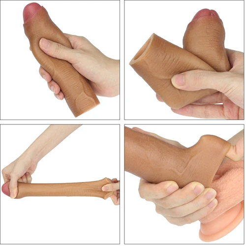 Насадка на член LoveToy Revolutionary Silicone Nature Extender Add 1" Brown
