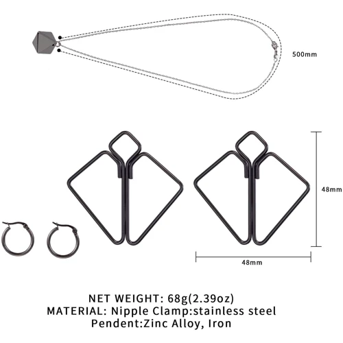 Зажимы для сосков с тяжелой подвеской LOCKINK Nipple Clamps with Heavy Pendant - Grey