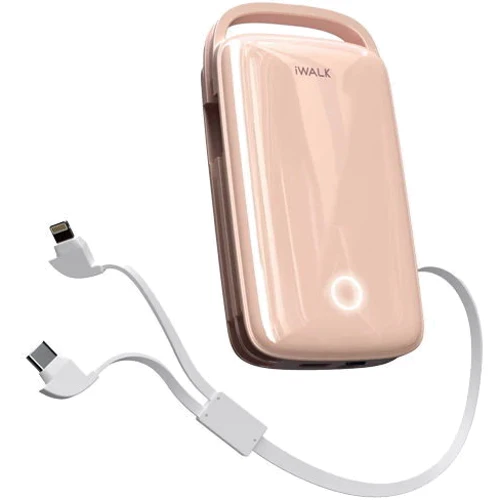 Внешний аккумулятор iWalk Power Bank Jumbo 20000mAh Pink (UBJ20000-PK): Встроенный кабель Apple Lightning / USB Type-C