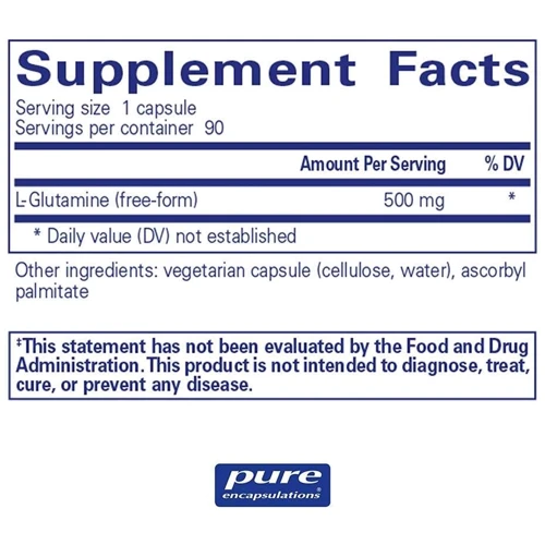 Pure Encapsulations l-Glutamine 500 mg 90 caps L- глютамин: Тип Глютамины
