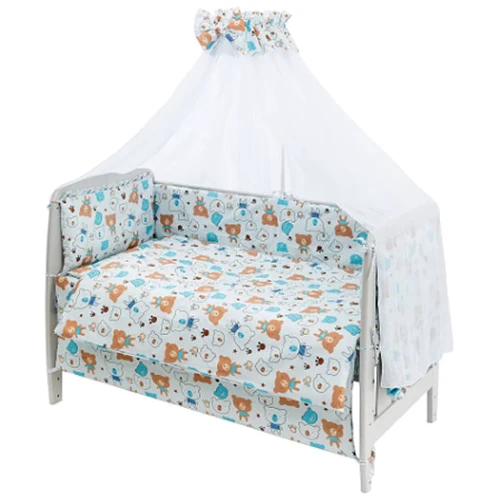 Комплект постельного белья Qvatro Gold (коричневые и голубые мишки) голубой (RG-08): Тип постельный комплект