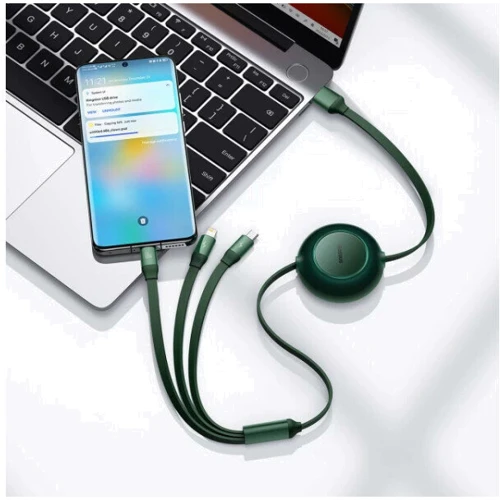 Кабель Baseus Cable USB-C to Micro USB/Lightning/Type-C Bright Mirror 2 Series 66W 1.1m Green (CAMJ010106) фото 4