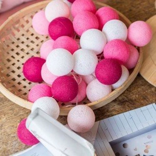 Гирлянда Cotton ball lights на 10 шаров 2,7м, Pink: Длина, м 2.7