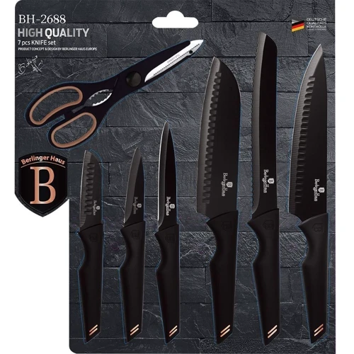 Набір кухонних ножів Berlinger Haus Black Rose Collection 7 предметів (BH 2688): Найменування Набор кухонных ножей 7 пр.