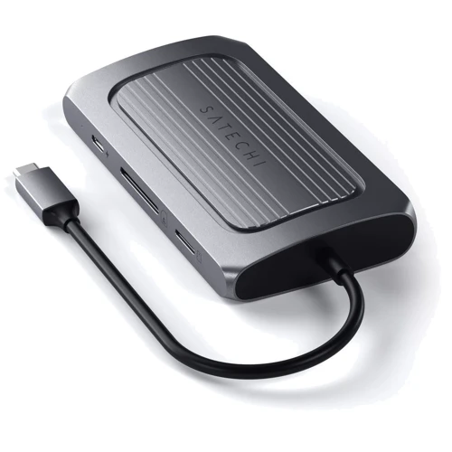 Адаптер Satechi Adapter USB4 USB-C to USB-C+3xUSB+RJ45+SD+3.5mm+HDMI 8K Space Gray (ST-U4MA3M): Додаткові роз'єми 3.5mm Headphone, HDMI, SD+TF Card, Ethernet, USB OTG, USB-C