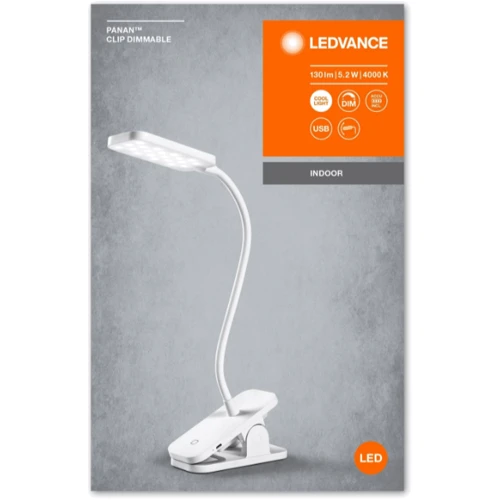 Лампа настольная аккумуляторная Ledvance Panan Clip Square 5W 4000K DIM с аккумулятором (4058075747883): Тип источника освещения Светодиодная лампа LED