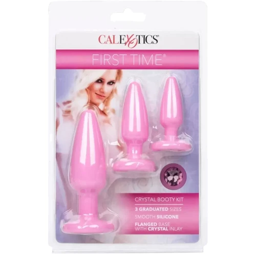 Набор анальных пробок California Exotic Novelties First Time Crystal Booty Anal Plug Set (розовый)