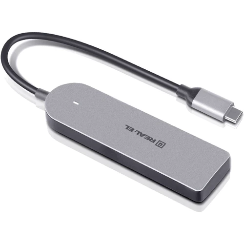 Адаптер REAL-EL Adapter USB-C to 4xUSB CQ-415 Space Grey (EL123110001): Інтерфейс підключення USB-C