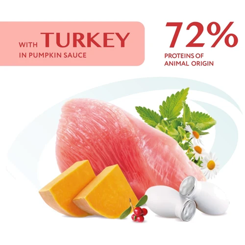 Вологий корм Optimeal Adult Cats Turkey in Pumpkin sauсe для дорослих кішок з індичкою в гарбузовому соусі 12х85 г (4820215365857) фото 7