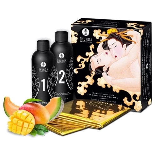 Гель для NURU-масажу Shunga Oriental Body-to-Body – Exotic Fruits (2 x 225 мл) плюс простирадло