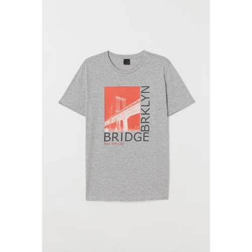 Футболка H & M 6494409 L сіра з принтом