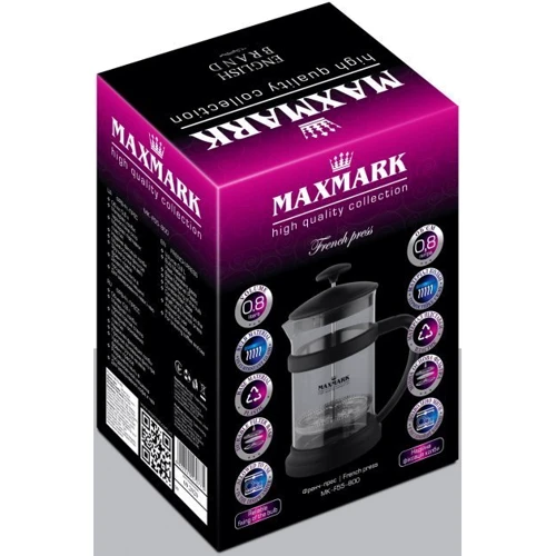 Френч-пресс Maxmark 0.8 л (MK-F55-800): Цвет черный