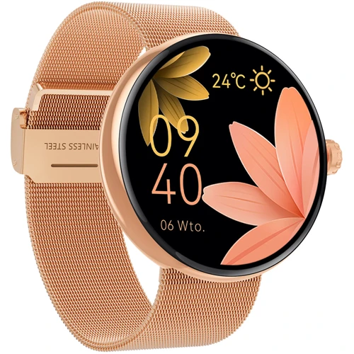 Смарт-часы Forever Forevive 5 SB-365 Rose Gold + ремешок: Дисплей 1.3" AMOLED (360x360)