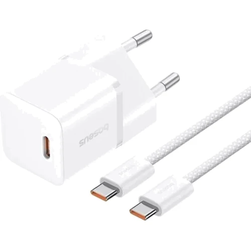 Зарядний пристрій Baseus USB-C Wall Charger GaN5 mini 1C 20W з USB-C Cable White (P10110900213-01)