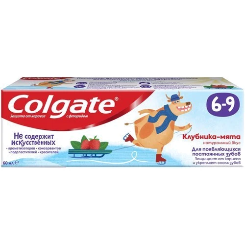 Colgate Зубна паста дитяча з фторидом від 6 до 9 років полуниця-м'ята 60 мл: Об'єм, мл 60