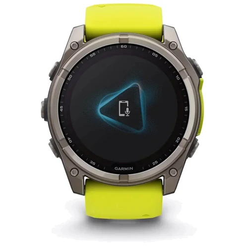 Смарт-часы Garmin Fenix 8 Solar 51mm Sapphire Titanium with Amp Yellow/Graphite Silicone Band (010-02907-21): Особенности Функция звонка, Динамик (громкая связь), Встроенный микрофон, Бесконтактная оплата, Большой экран, Влагозащищенные, С сапфировым стеклом, Металлический корпус, Фонарик, Компас, Барометр, Термометр, Та