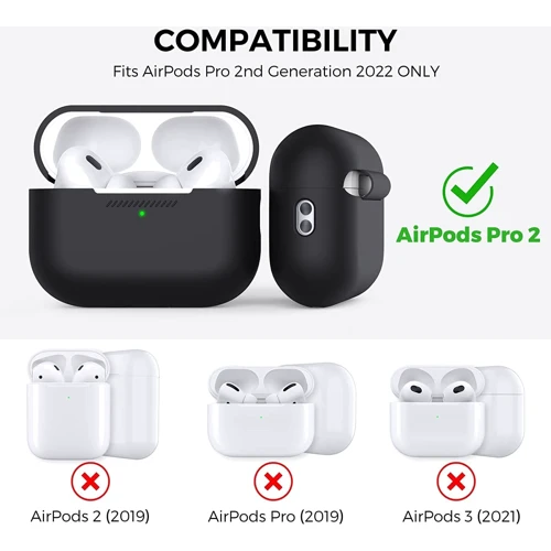 Чохол для навушників AhaStyle Silicone Case with strap Black (X003E43NDL) для Apple AirPods Pro 2 фото 1
