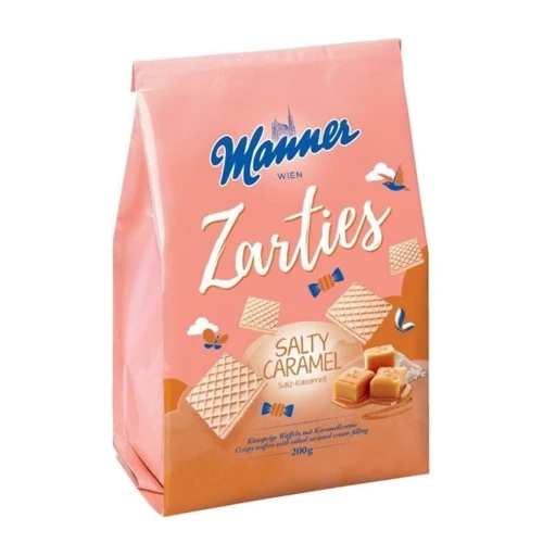 Вафли Manner Zarties с начинкой соленая карамель 200 г (9000331627526)