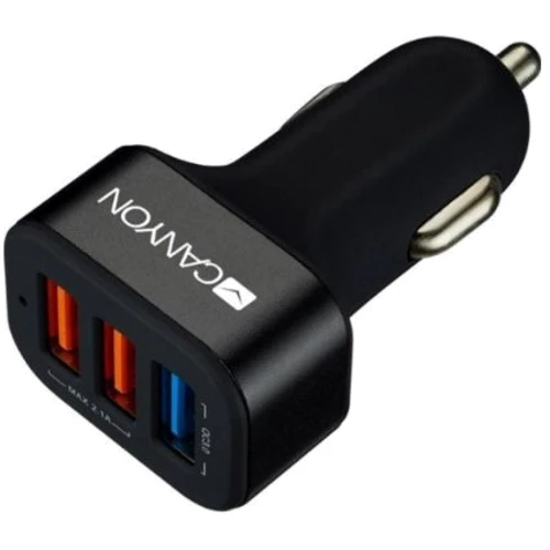 Зарядное устройство Canyon Car Charger 3xUSB C-07 18W Black (CNE-CCA07B)