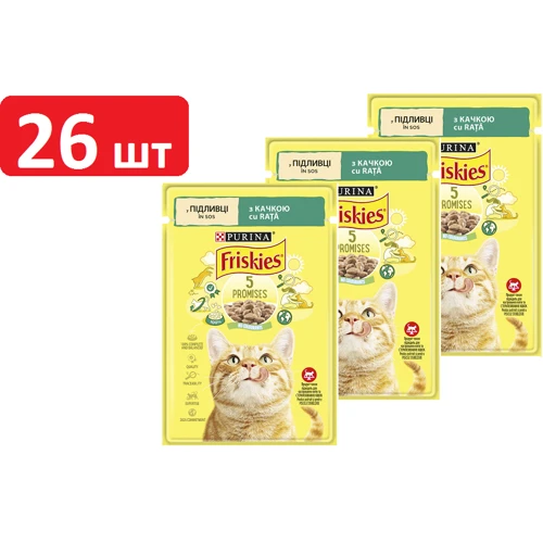 Влажный корм для котов Friskies с уткой в подливке 26х85 г (7613036962278)